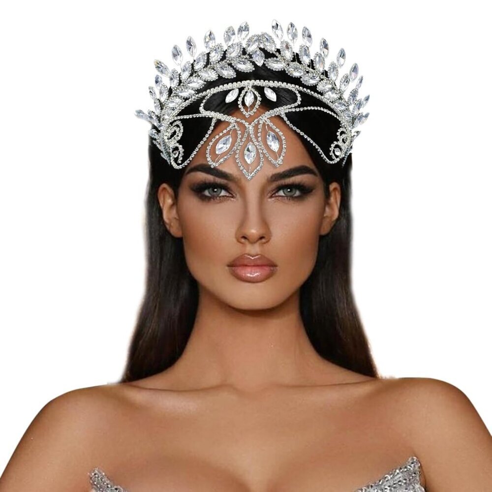 Rhinestone Wedding Headband Silver Bridal Headpiece Tiaras for Women